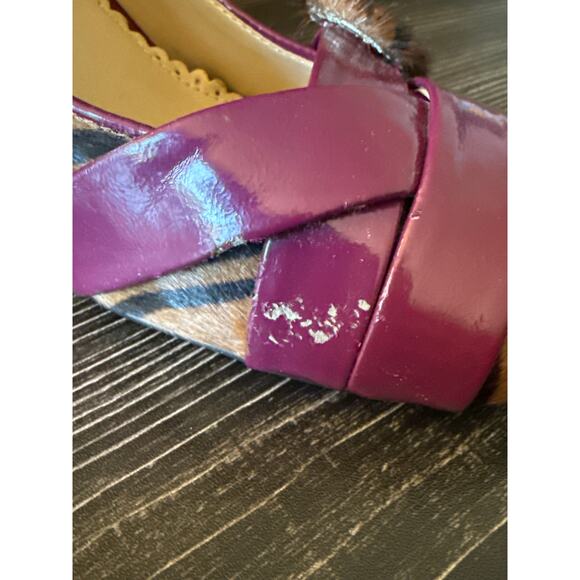 Vintage Naughty Monkey Purple Animal Print Heels with Mini Buckle Sz. 9.5 - Picture 7 of 7